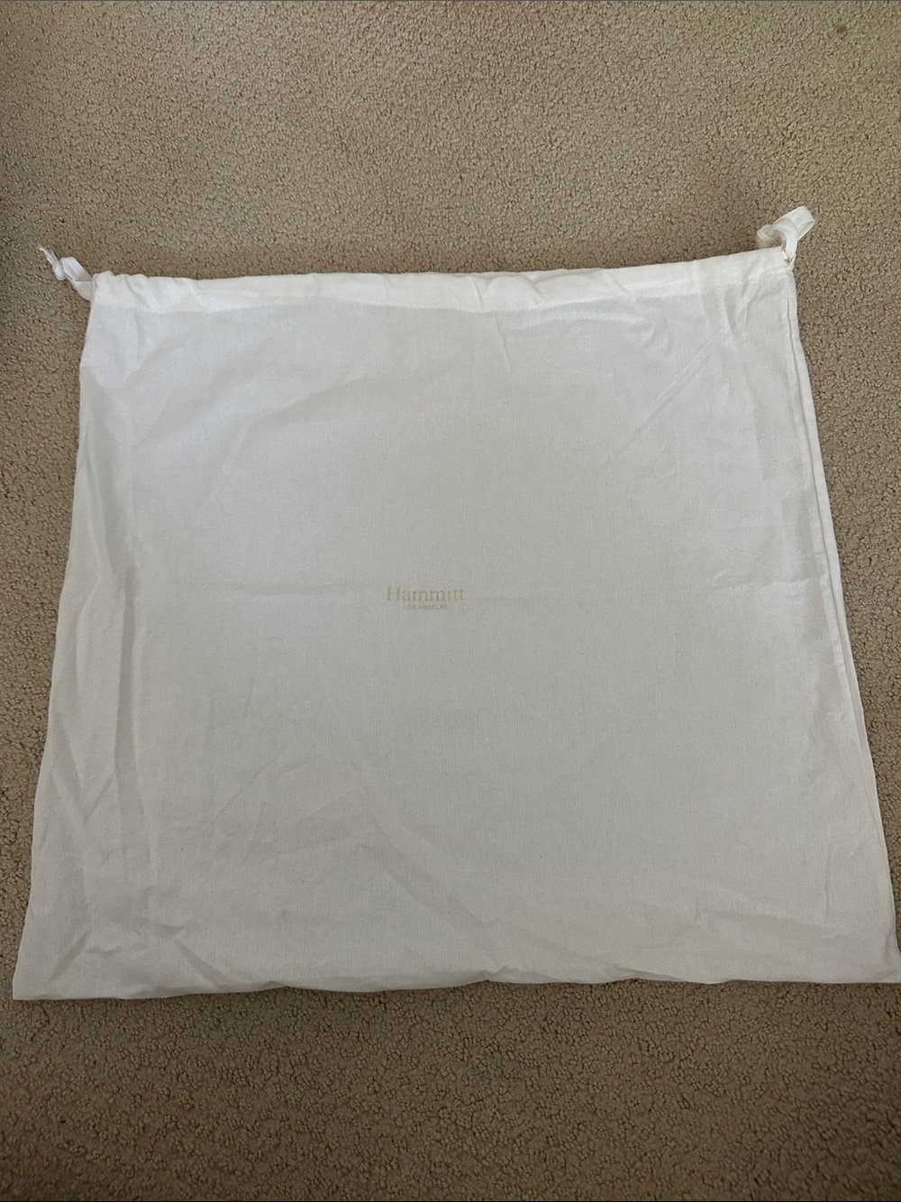 Hammitt White Drawstring Dust Bag with Gold Logo